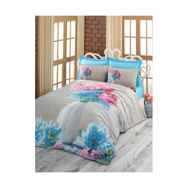 Pamučna posteljina za bračni krevet s plahtama Nerissa, 200 x 220 cm