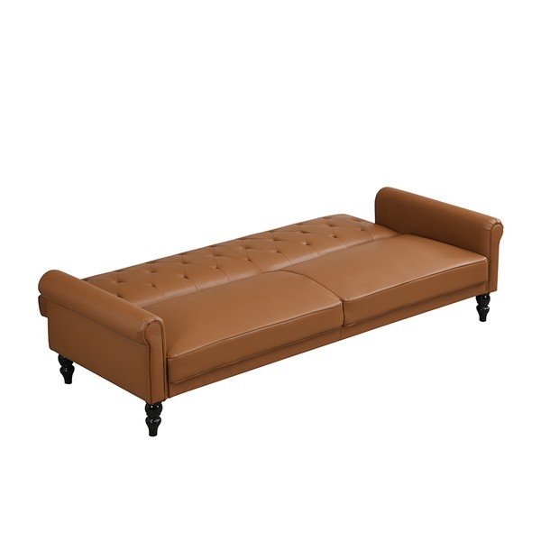 Konjak smeđa podesiva/sklopiva sofa od imitacije kože 222 cm Tyne – Støraa-image-4