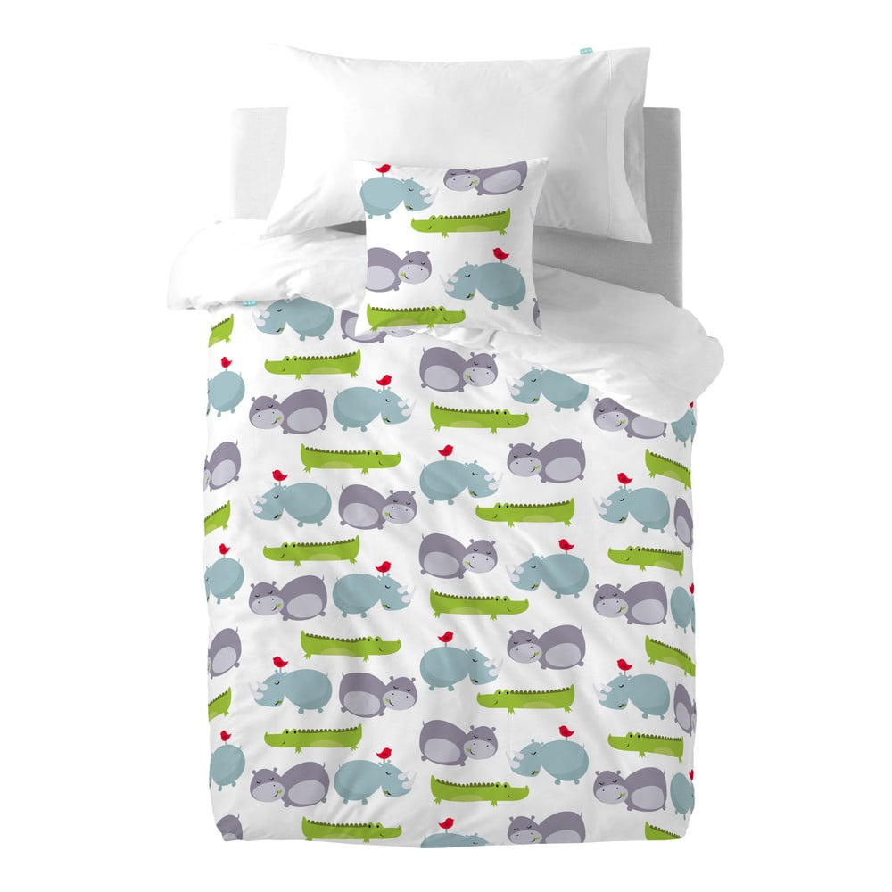 Dječje pamučne navlake za pokrivač i jastuk Mr. Fox Hippo, 140 x 200 cm