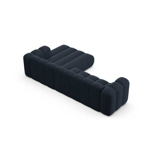 Tamno plava kutna garnitura od šenila (s desnim kutom/s ležaljkom) Lupine – Micadoni -image-3