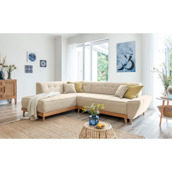 Bež kutna garnitura na razvlačenje Miuform Dazzling Daisy L, lijevi kut-image-3