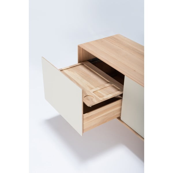 Bijela/u prirodnoj boji TV komoda od punog hrasta 180x64 cm Fina – Gazzda-image-1