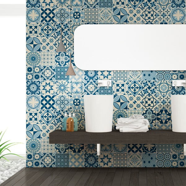 Set od 60 zidnih samoljepljivih naljepnica Ambiance Wall Decal Cement Tiles Riana, 15 x 15 cm-image-3