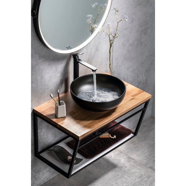 Ploča za ispod umavionika od punog hrasta u prirodnoj boji 80x50 cm Woody – Sapho-image-2