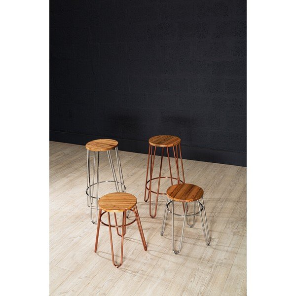 Stolac od čvrstog brijesta u prirodnoj boji/ružičasto zlatni District – Premier Housewares-image-2