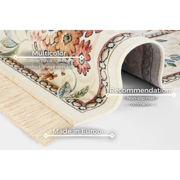 Krem tepih viskozan 195x300 cm Oriental Flowers – Nouristan-image-4