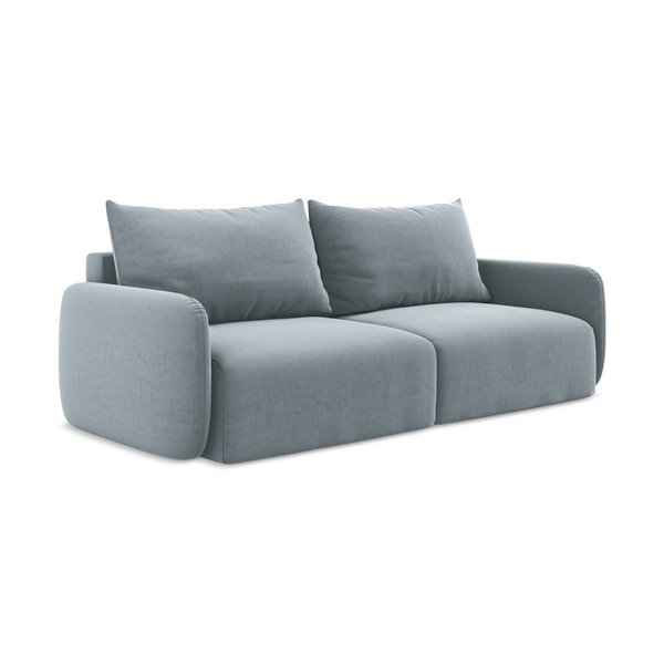 Plava baršunasti sklopiva/s prostorom za odlaganje sofa 238 cm Kalena – Makamii-image-2