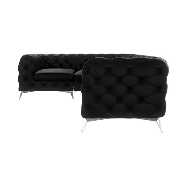 Crna baršunasti kutna garnitura (s lijevim kutom/u obliku slova L) Chelsea – Ropez-image-1