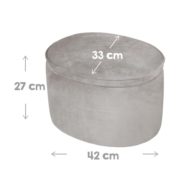 Svijetlo sivi baršunast dječji tabure Lil Sofa – Roba-image-3