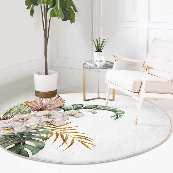 Krem periv/pogodan za robotski usisavač okrugli tepih ø 100 cm Comfort – Mila Home-image-2