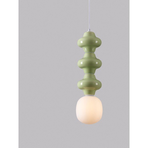 Bijela/svijetlo zelena viseća svjetiljka keramička sa staklenim sjenilom ø 18 cm Clio – Nova Luce-image-1