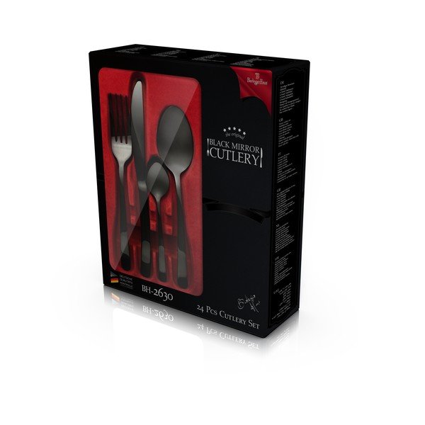 Crni pribor za jelo od nehrđajućeg čelika 24 kom Black Mirror Collection - BerlingerHaus-image-2