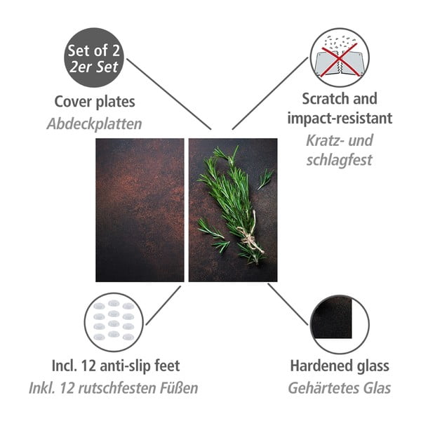 Poklopci za štednjake od kaljenog stakla u setu od 2 kom 52x30 cm Rosemary - Allstar-image-3
