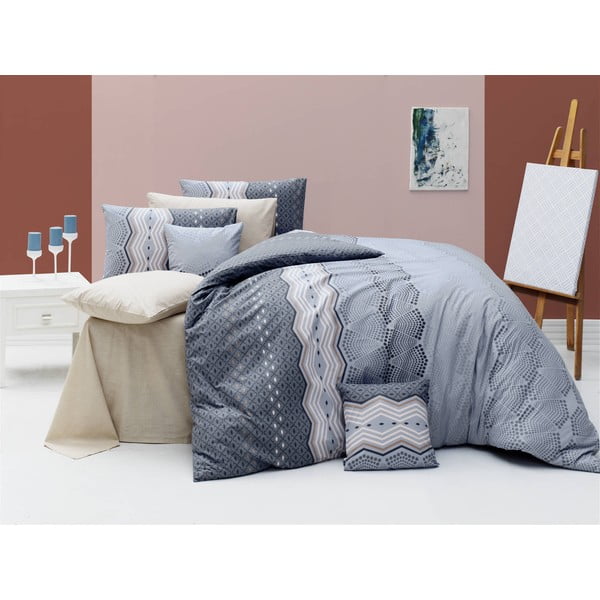 Posteljina s posteljinom za bračni krevet Ekinoks Grey, 200 x 220 cm