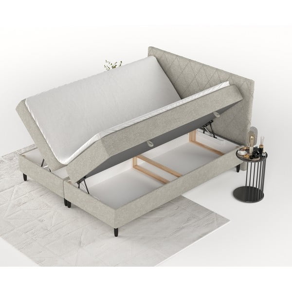 Sivi/bež boxspring krevet s prostorom za pohranu 200x200 cm Gwen – Maison de Rêve-image-2