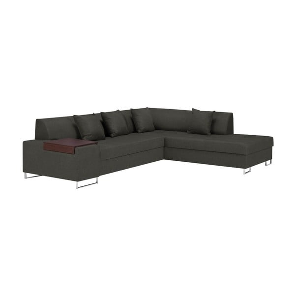 Tamno sivi kutni kauč na razvlačenje s nogama u srebrnoj boji Cosmopolitan Design Orlando, desni kut