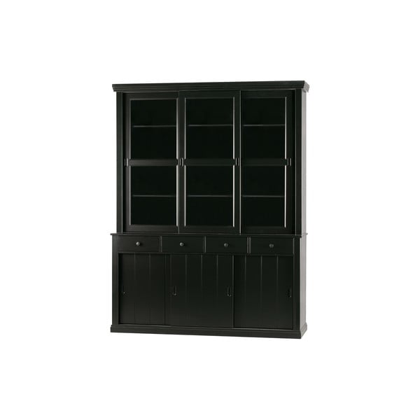 Crna vitrina od masivnog bora s kliznim vratima 166x214 cm Lagos – WOOOD-image-2