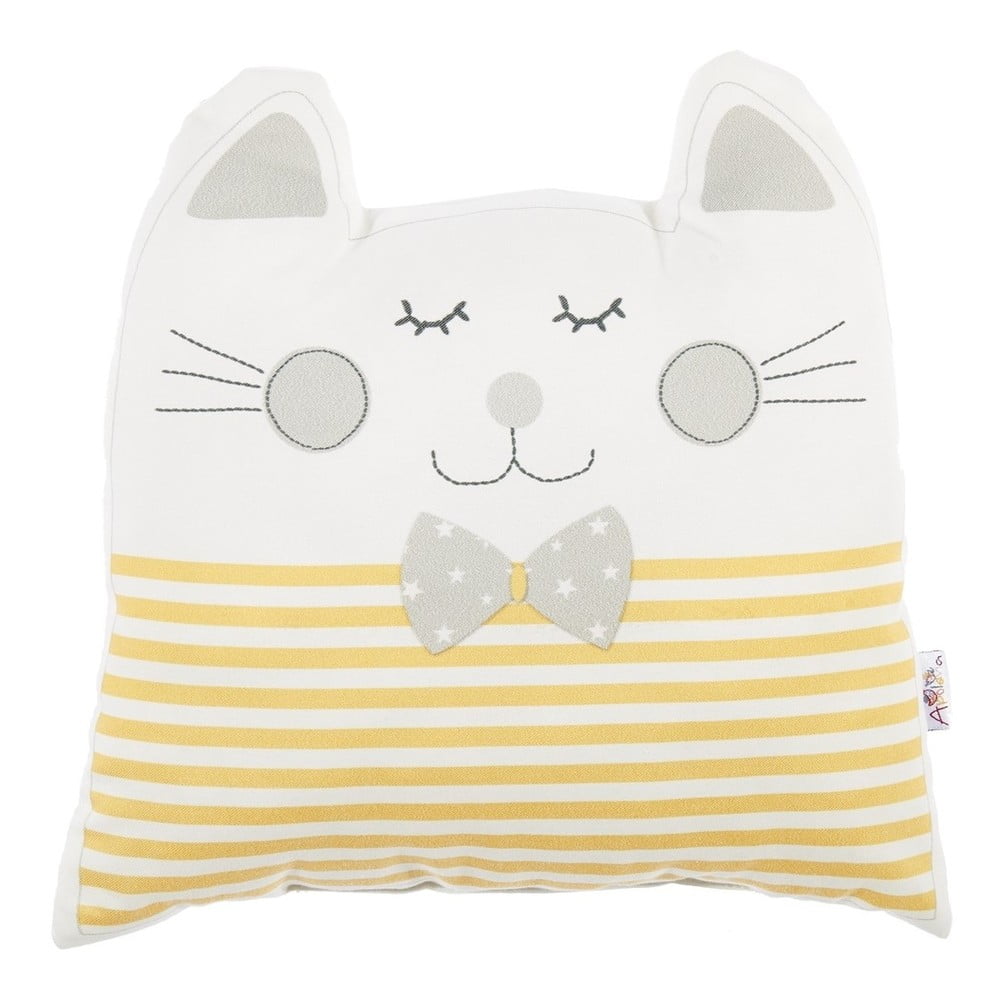 Žuti pamučni dječji jastuk Mike & Co. NEW YORK Pillow Toy Big Cat, 29 x 29 cm