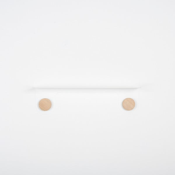 Bijela zidna polica od čelika s detaljima od hrastovog drva s 2 kukice Gazzda Hook, duljina 50 cm-image-1