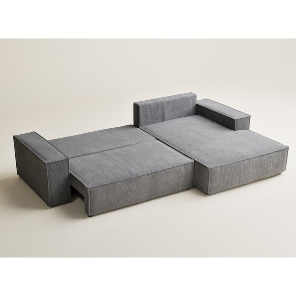 Siva sklopiva/s prostorom za odlaganje kutna garnitura od šenila (s desnim kutom/s ležaljkom) Maze – Maison de Rêve-image-4