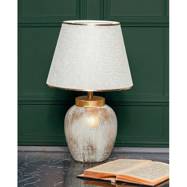 Krem/u zlatnoj boji stolna lampa s tekstilnim sjenilom (visina 47 cm) Yakamoz – Opviq lights-image-1