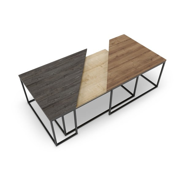 Stolići za kavu u setu 3 kom s pločom stola u dekoru oraha u prirodnoj boji 70x110 cm Titan – Marckeric-image-3