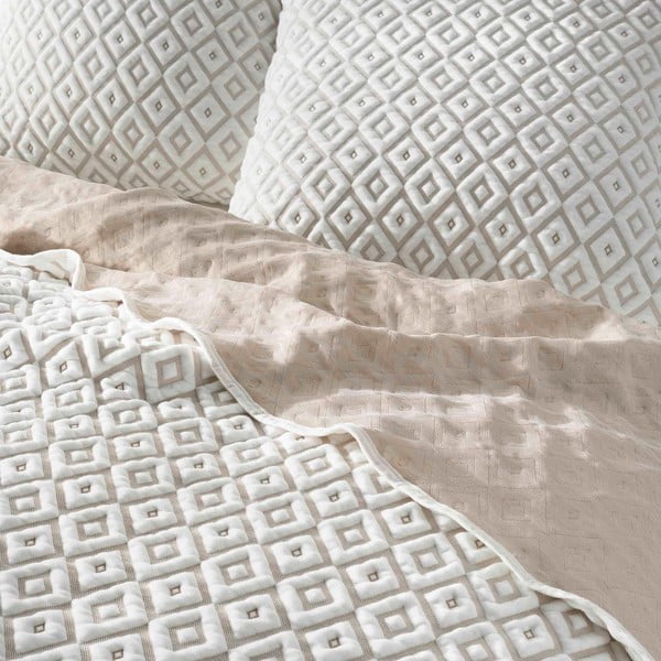 Bijeli/bež set prekrivača i jastučnice od mikrovlakana 220x240 cm Joana – douceur d'intérieur-image-1