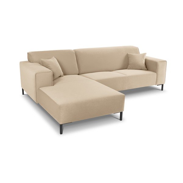 Bež kutna garnitura od baršuna Cosmopolitan Design Siena, lijevi kut-image-4