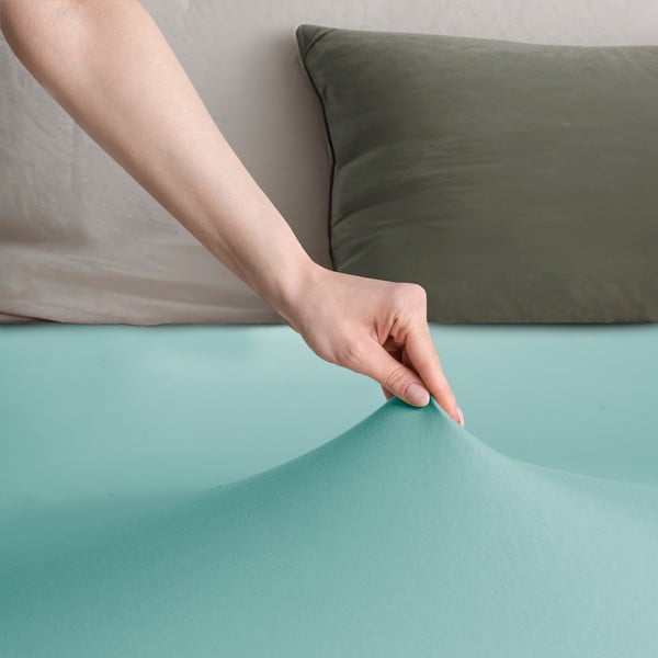 Tirkizna plahta s gumom od jeseya 160x200 cm Amber – Restilo-image-1