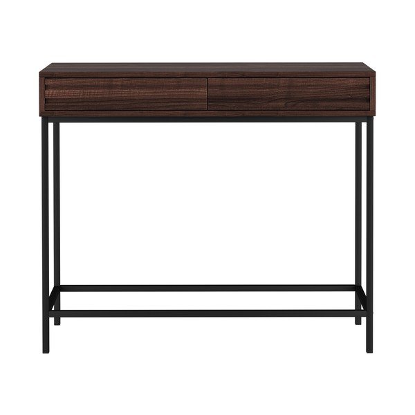 Tamno smeđi pomoćni stol s pločom stola u dekoru oraha 35x90 cm Celine – Støraa-image-4