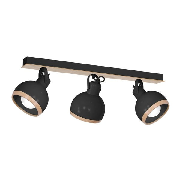 Crna stropna svjetiljka s drvenim detaljima Homemania Oval Tres