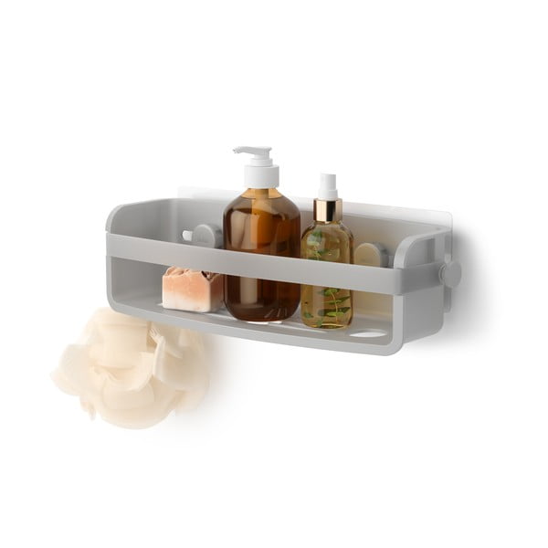 Siva samoljepljiva kupaonska polica od reciklirane plastike Flex Adhesive – Umbra-image-3