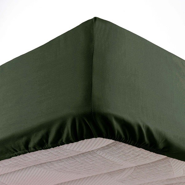 Kaki zelena plahta s gumom od mikrovlakana 90x190 cm Oscar – douceur d'intérieur