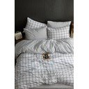 Bijela posteljina za bračni krevet/za produženi krevet s uključenom plahtom/4-dijelna 200x220 cm Geometric – Mila Home
