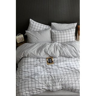 Bijela posteljina za bračni krevet/za produženi krevet s uključenom plahtom/4-dijelna 200x220 cm Geometric – Mila Home