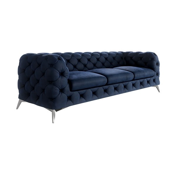 Tamno plava baršunasti sofa 243 cm Chelsea – Ropez-image-1