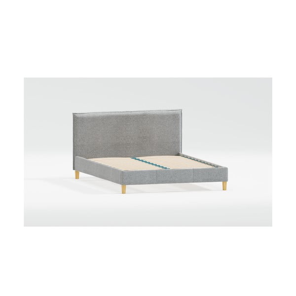 Sivi tapecirani bračni krevet s podnicom 200x200 cm Tina – Ropez