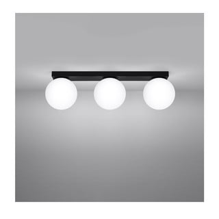 Crna stropna svjetiljka sa staklenim sjenilom ø 12 cm Umerta – Nice Lamps
