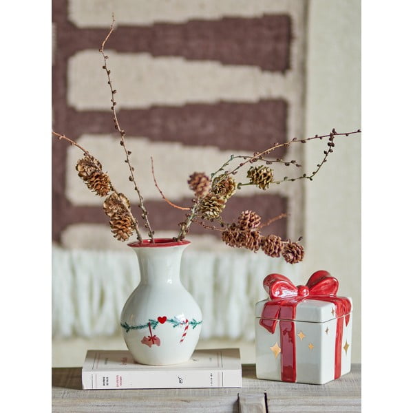 Bijela vaza s božićnim motivom od kamenine (visina 16 cm) Yule – Bloomingville-image-1