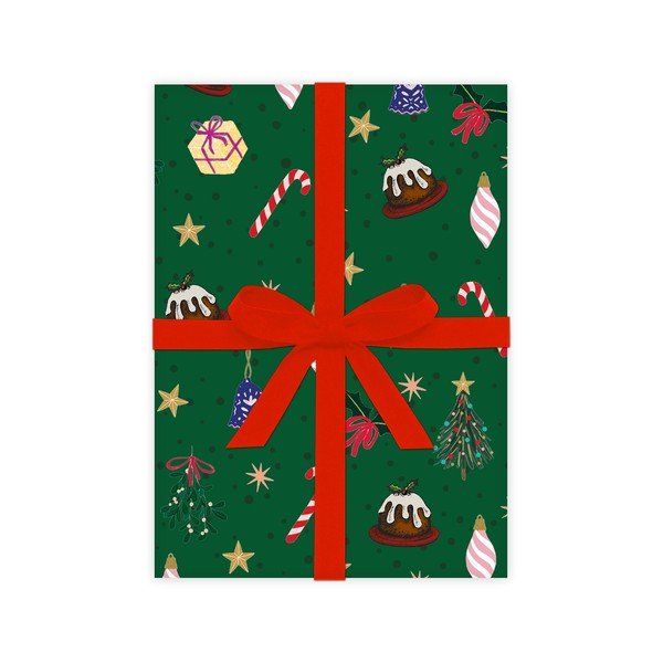 5 listova zelenog papira za zamatanje Eleanor stuart Christmas Fun, 50 x 70 cm-image-2