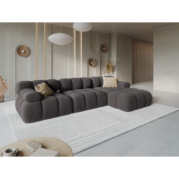 Tamno siva baršunasta sofa 285 cm Bellis – Micadoni Home-image-1