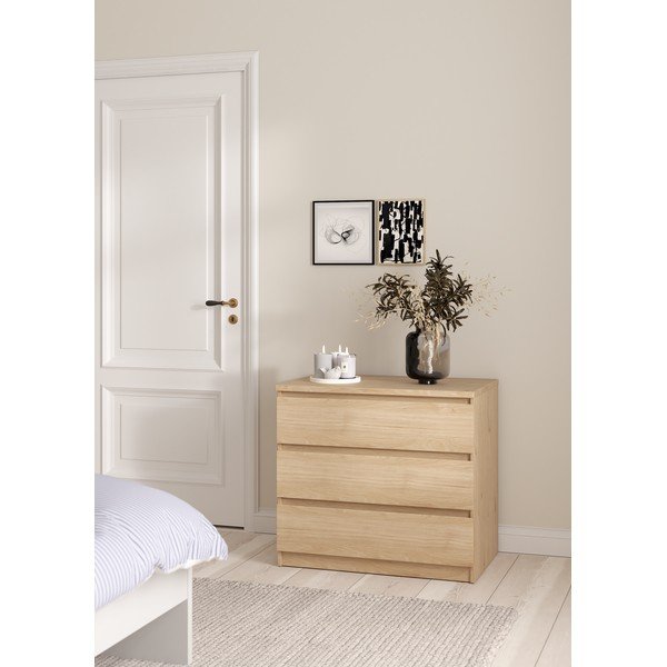 Komoda u dekoru hrasta u prirodnoj boji 77x70x50 cm Naia – Tvilum-image-1