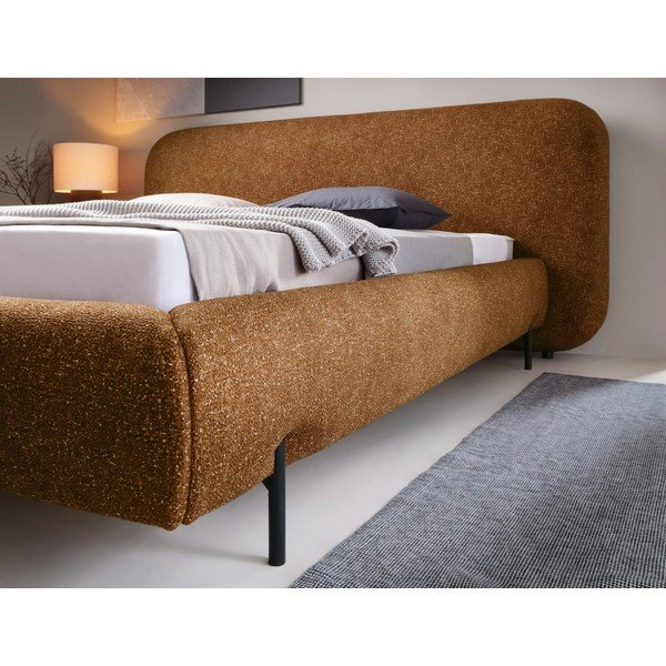 Oker žuti tapecirani bračni krevet s prostorom za odlaganje s podnicom 180x200 cm Pointt – ELTAP-image-4