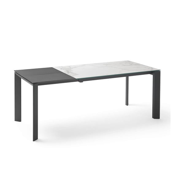 Sivo-crni sklopivi blagovaonski stol sømcasa Lisa Blanco, dužina 140/200 cm