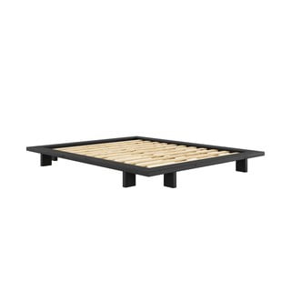 Crni bračni krevet od borovine sa letvicom 160x200 cm Japan - Karup Design