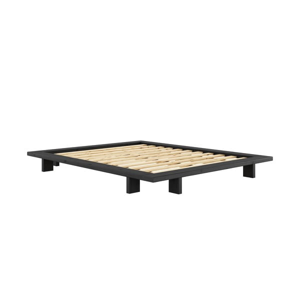 Crni bračni krevet od borovine sa letvicom 160x200 cm Japan - Karup Design