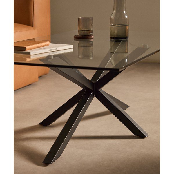 Crni stolić za kavu sa staklenom pločom stola 70x130 cm Argo – Kave Home-image-2