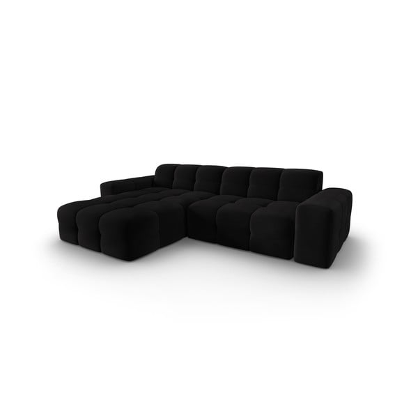 Crna baršunasta kutna garnitura (lijevi kut) Kendal - Micadoni Home-image-3