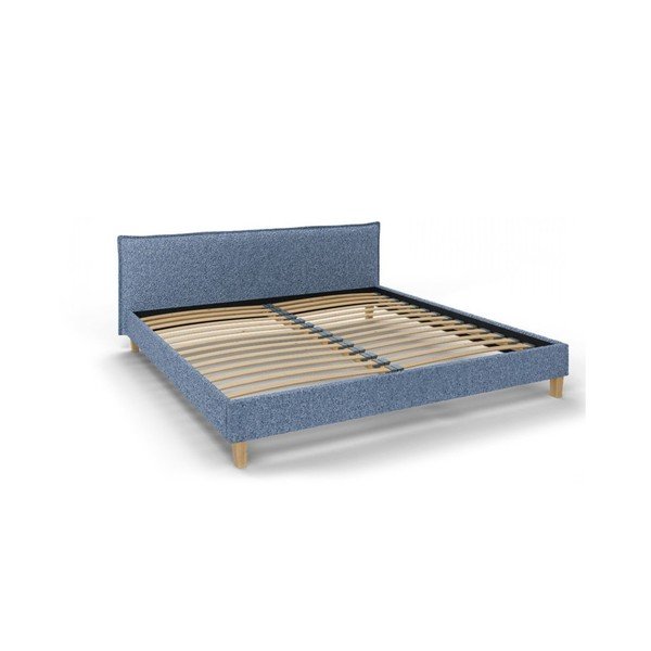Plavi tapecirani bračni krevet s podnicom 200x200 cm Tina - Ropez