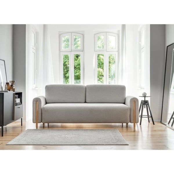 Svijetlo siva sklopiva/s prostorom za odlaganje sofa od bouclé tkanine 244 cm Arcadova – ELTAP-image-1